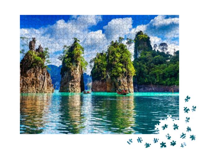 Puzzle 1000 Teile „Berge im Wasser, Khao Sok-Nationalpark, Thailand“