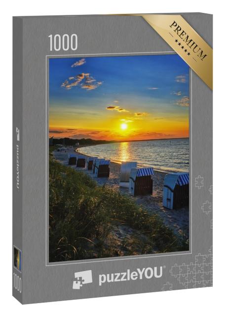 Puzzle 1000 Teile „Strandkörbe und Sonnenuntergang in Glowe“