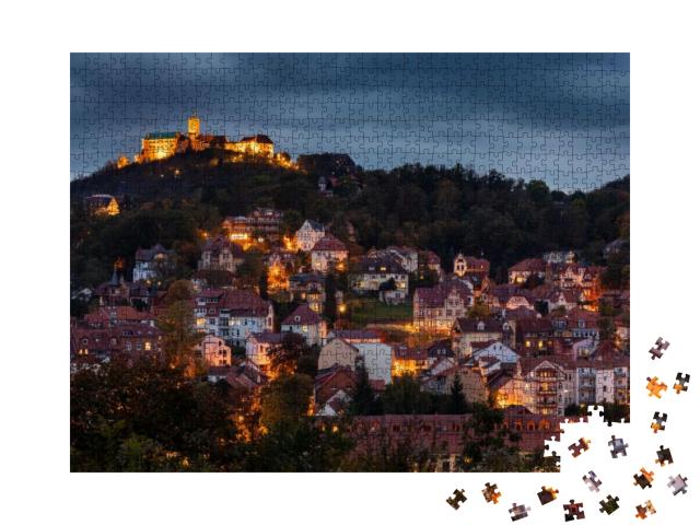Puzzle 1000 Teile „Die Wartburg mit der Stadt Eisenach in Deutschland“