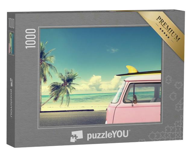 Puzzle 1000 Teile „Rosa Surfer-Oldtimerbus“