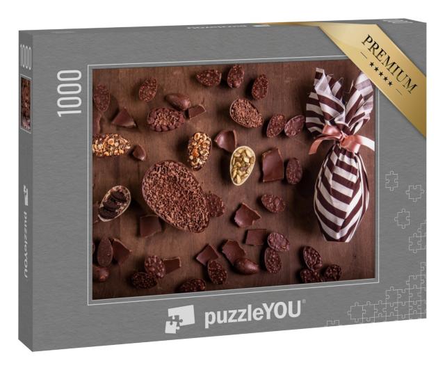 Puzzle 1000 Teile „Schokoladeneier und ein verpacktes Osterei“