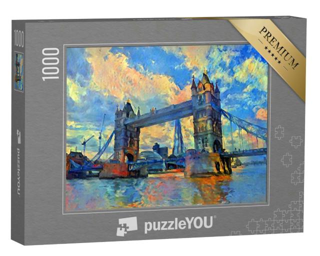 Puzzle 1000 Teile „Schönes Ölgemälde von der London Tower Bridge“