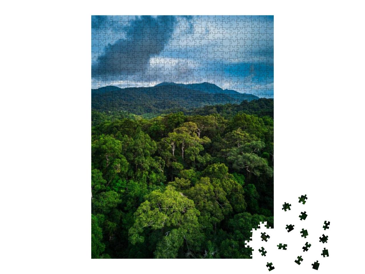 Puzzle 1000 Teile „Tropischer Regenwald mit grünen Hügeln“
