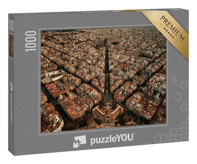 Puzzle 1000 Teile „Luftaufnahme von Barcelona: Straßen der Stadt, Spanien“