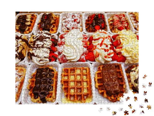 Puzzle 1000 Teile „Köstliche belgische Waffeln in Brüssel“