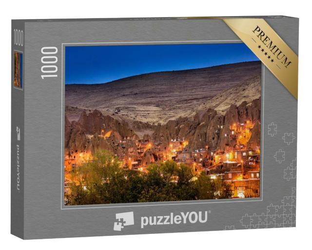Puzzle 1000 Teile „Dorf Kandovan in der Dämmerung, Ost-Azarbaijan, Iran“