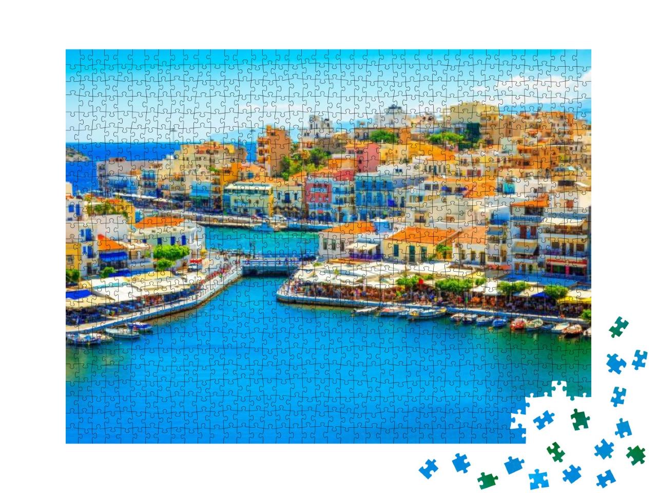 Puzzle 1000 Teile „Agios Nikolaos und Voulismeni See auf der Insel Kreta, Griechenland“