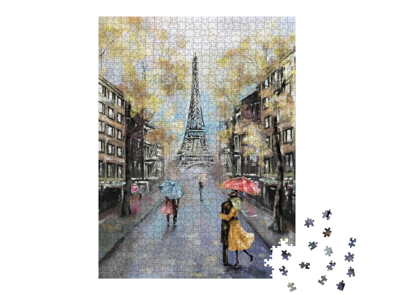 Puzzle 1000 Teile „Ölgemälde: Eine Straße in Paris“