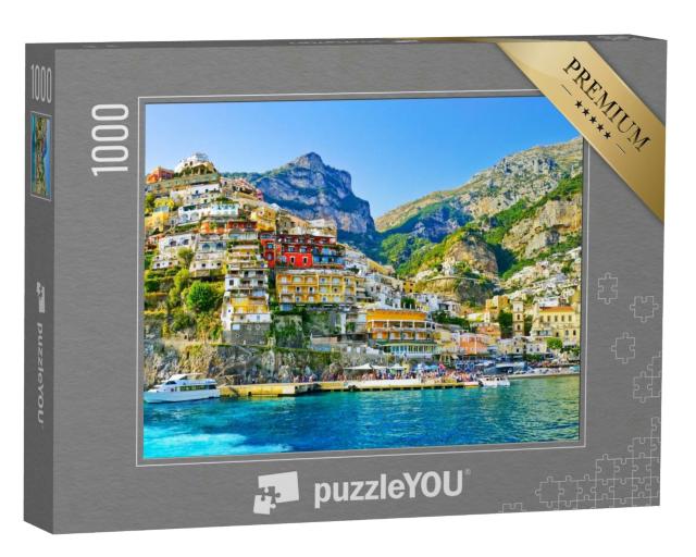 Puzzle 1000 Teile „Blick auf das Dorf Positano entlang der Amalfiküste, Italien“