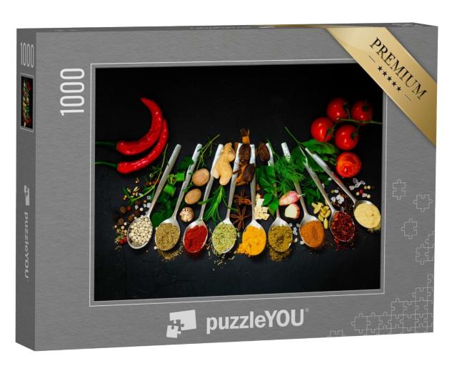 Puzzle 1000 Teile „Auswahl von Gewürzen und Kräutern“