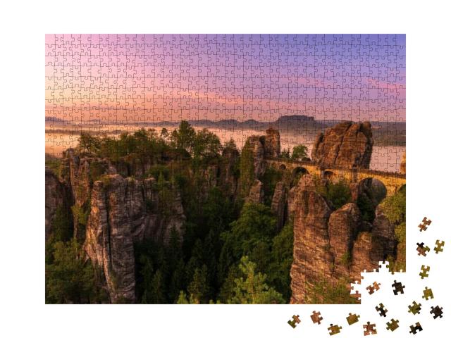 Puzzle 1000 Teile „Basteibrücke, Nationalpark Sächsische Schweiz, Deutschland“
