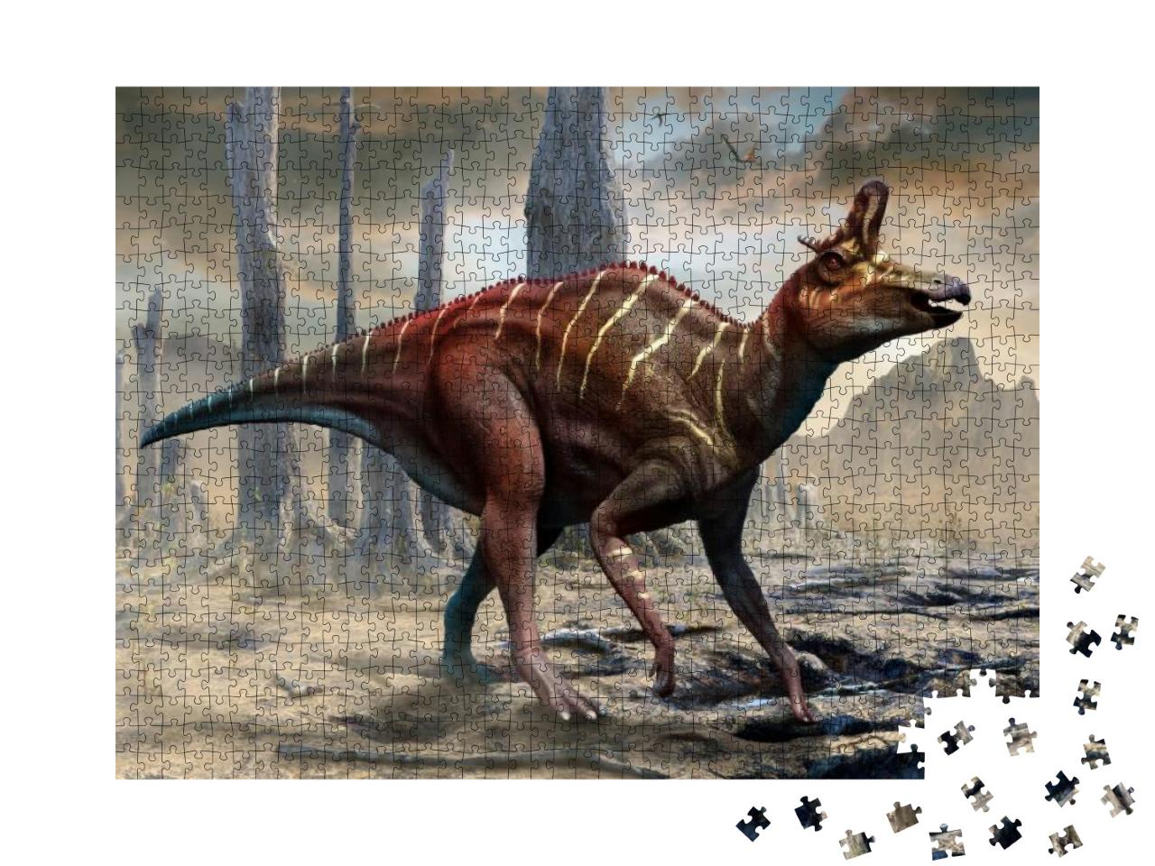 Puzzle 1000 Teile „Lambeosaurus aus der Kreidezeit “