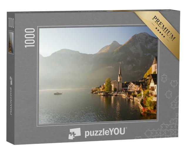 Puzzle 1000 Teile „Malerischer Morgenblick auf den Bergort Hallstatt, Österreich“