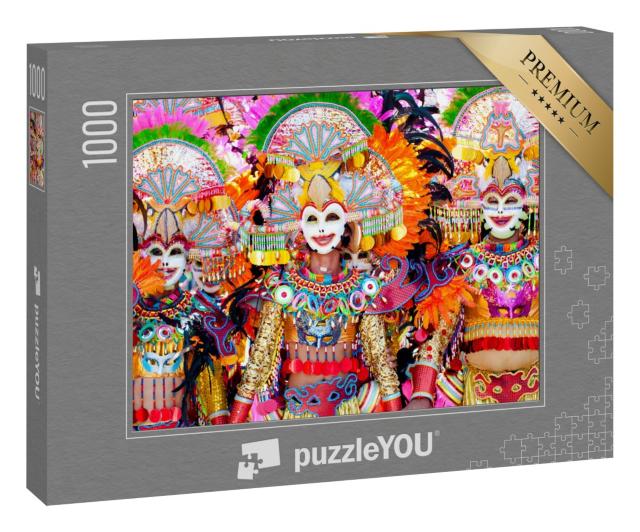 Puzzle 1000 Teile „Bunte Masken auf dem Masskara Festival, Bacolod City, Philippinen“