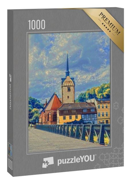 Puzzle 1000 Teile „im Stil von Paul-Cezanne - Die Marienkirche in Gera - Puzzle-Kollektion Künstler & Gemälde“