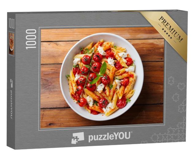 Puzzle 1000 Teile „Penne mit gebratenen Tomaten und Mozzarella“