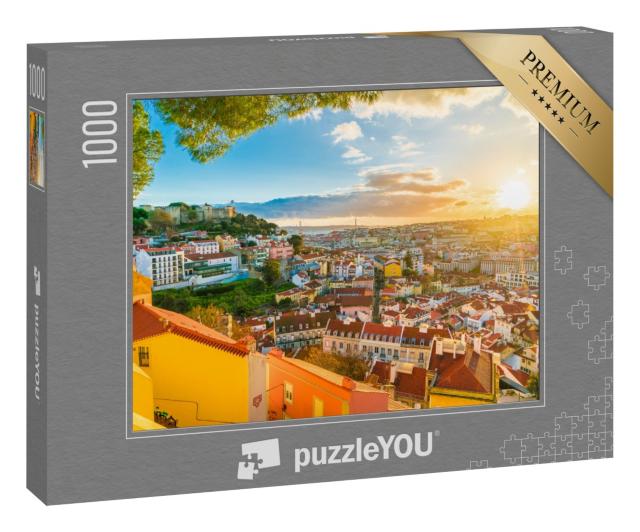 Puzzle 1000 Teile „Panoramablick auf Lissabon bei Sonnenuntergang“