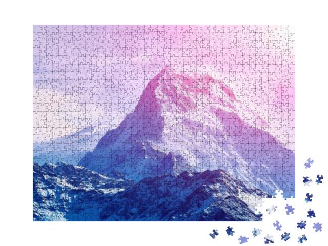 Puzzle 1000 Teile „Fantastischer Sonnenaufgang in den Bergen“