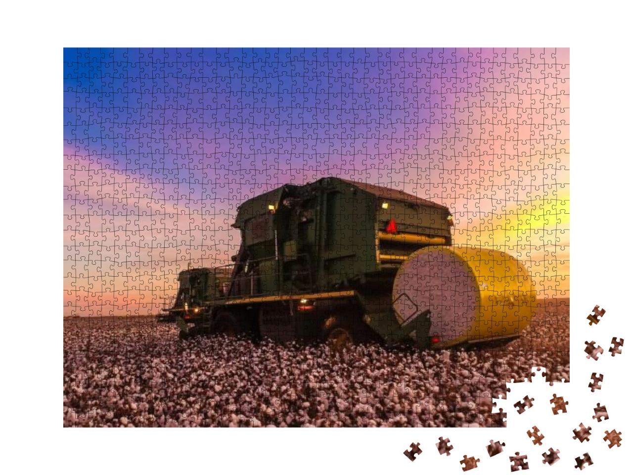 Puzzle 1000 Teile „Baumwollernte, Sonnenuntergang“