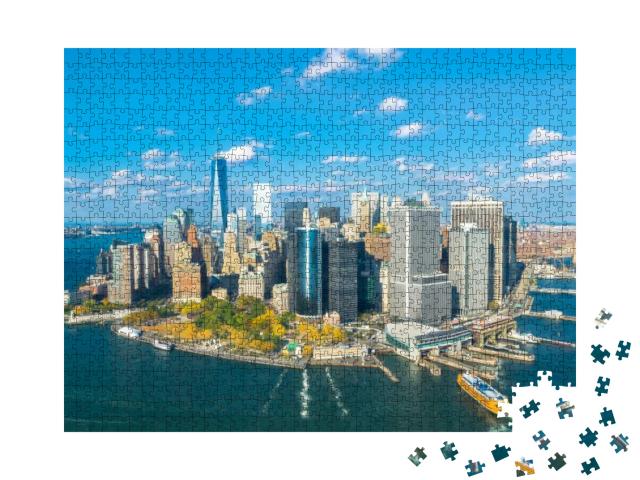 Puzzle 1000 Teile „Blick auf Lower Manhattan aus dem Hubschrauber“
