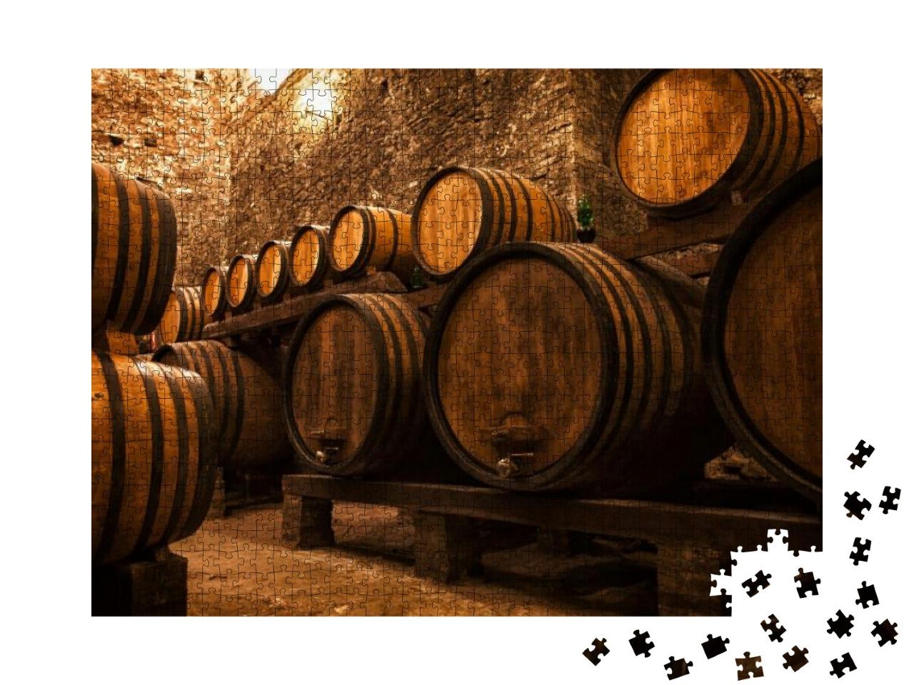 Puzzle 1000 Teile „Weinkeller mit Fässern für die Lagerung von Wein, Italien“
