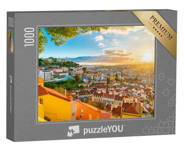 Puzzle 1000 Teile „Panoramablick auf Lissabon bei Sonnenuntergang“