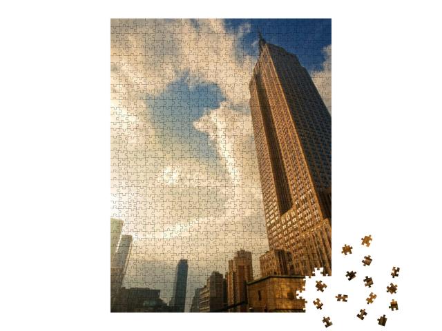 Puzzle 1000 Teile „Sonnenuntergang am Empire State Building, New York, USA“