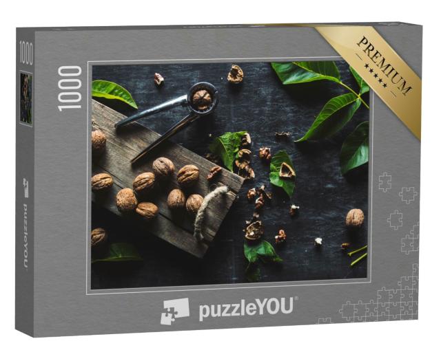 Puzzle 1000 Teile „Walnüsse mit den Blättern des Walnussbaumes“