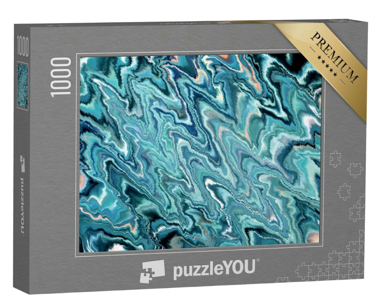 Puzzle 1000 Teile „Künstlerische Aquawellen in Blau“