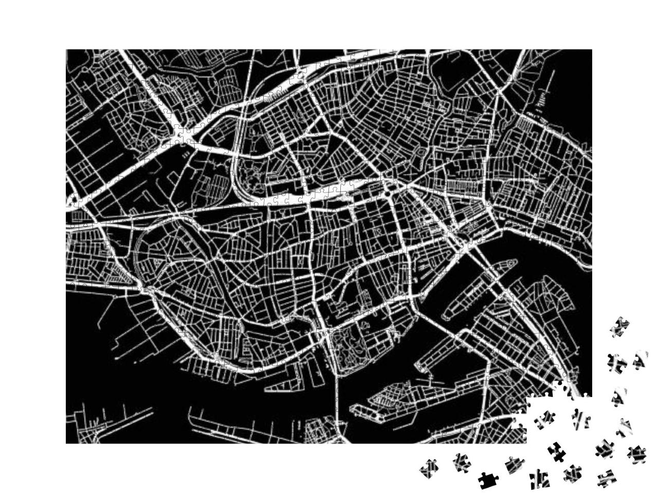 Puzzle 1000 Teile „Stadtplan von Rotterdam, Niederlande“