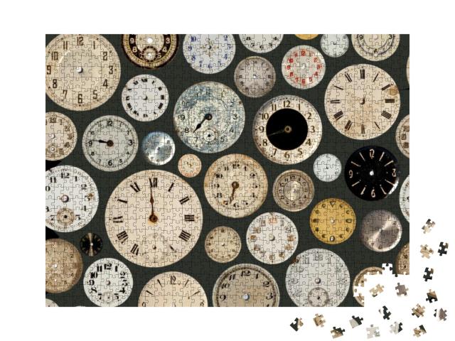 Puzzle 1000 Teile „Verschiedene alte Uhrenziffernblätter“