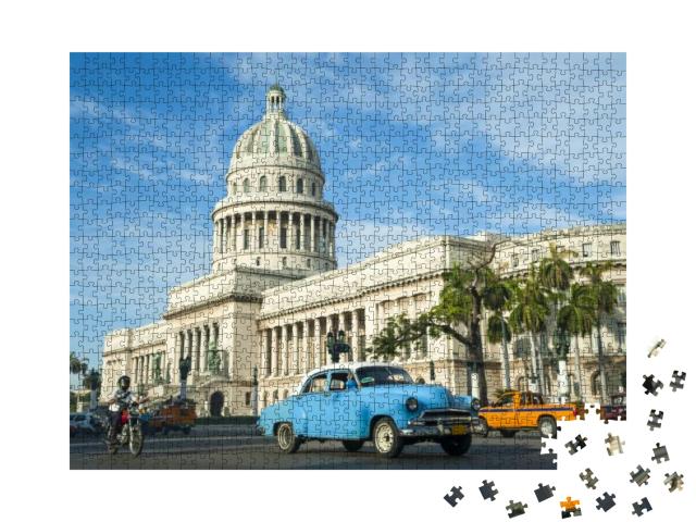 Puzzle 1000 Teile „Amerikanische Oldtimer-Taxis in Havanna, Kuba“
