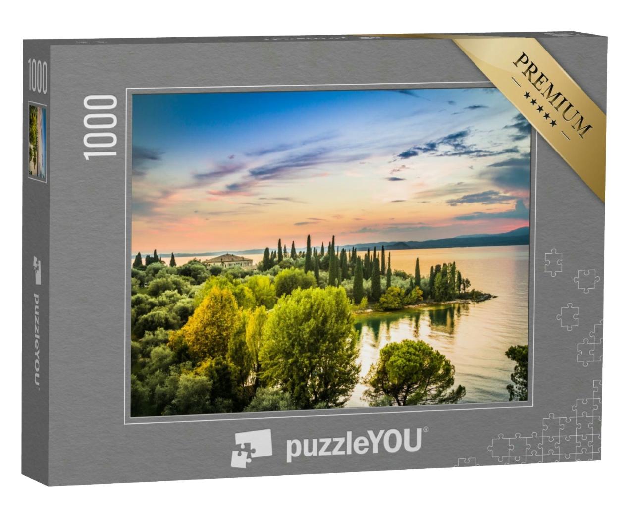 Puzzle 1000 Teile „Schöner Sonnenuntergang über dem Gardasee, Italien“
