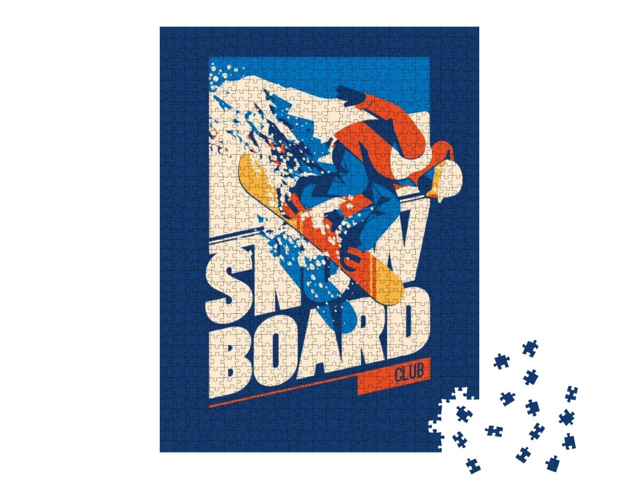 Puzzle 1000 Teile „Grafische Illustration: Freeride-Snowboarder“
