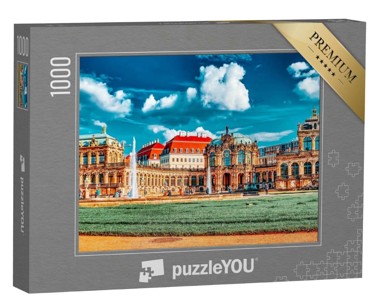 Puzzle 1000 Teile „Panoramablick auf den Zwinger, königliches Schloss in Dresden“
