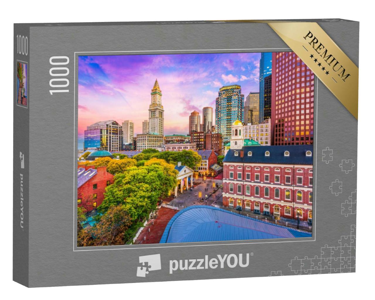 Puzzle 1000 Teile „Abenddämmerung über Boston, Massachusetts“