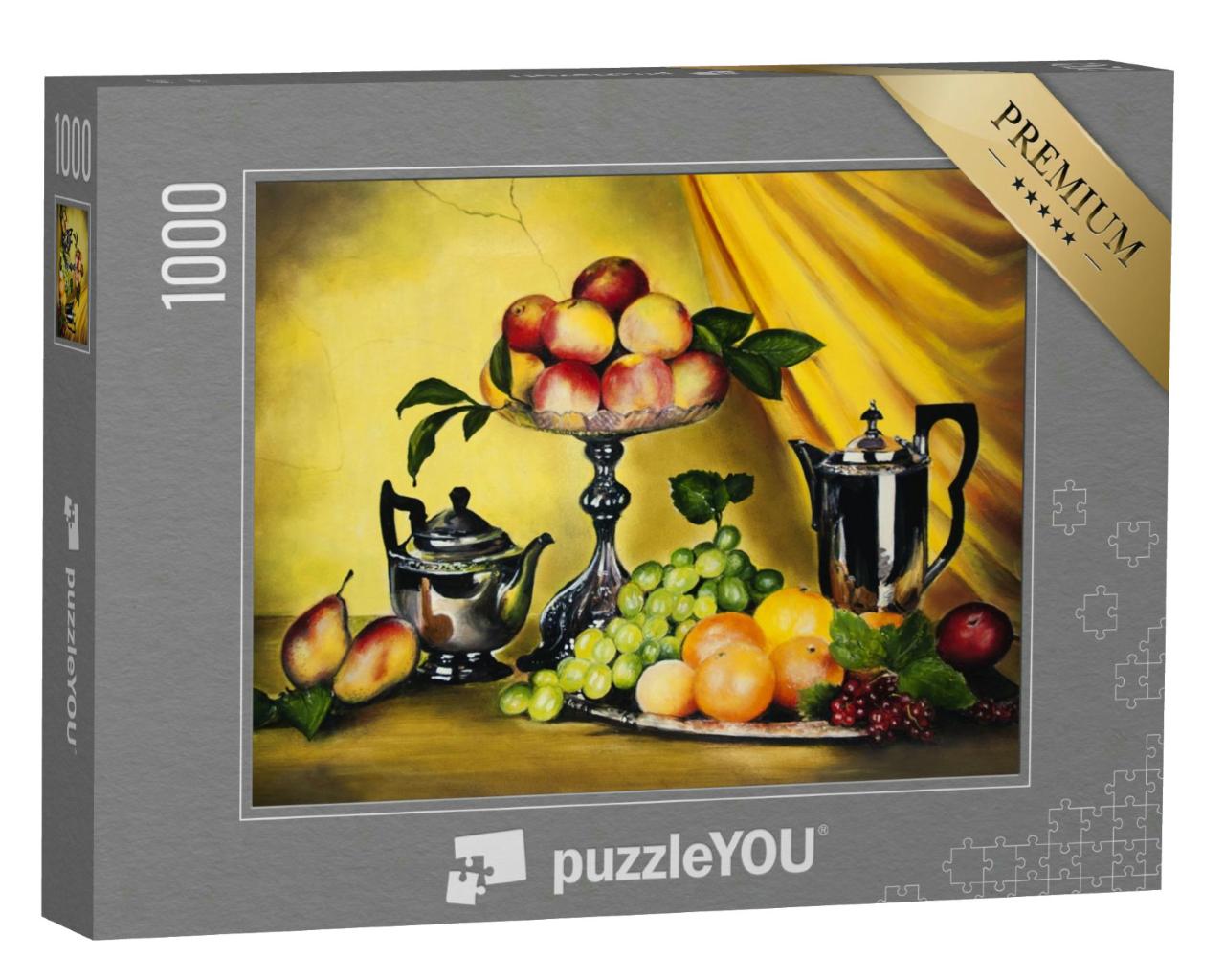 Puzzle 1000 Teile „Stillleben mit Pfirsichen und Weintrauben“