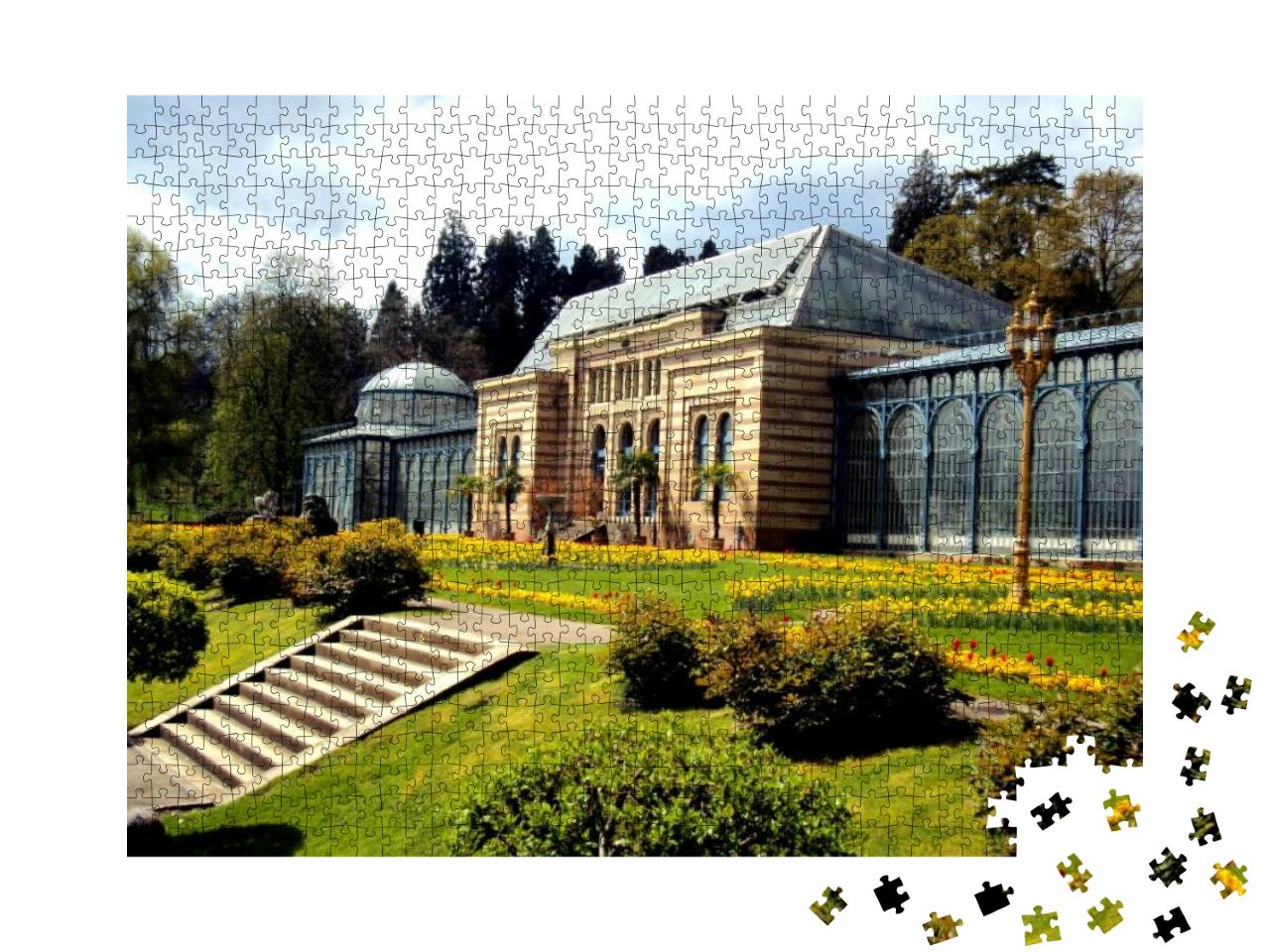 Puzzle 1000 Teile „Altes Haus und Frühlingsblumen in Stuttgart, Deutschland “