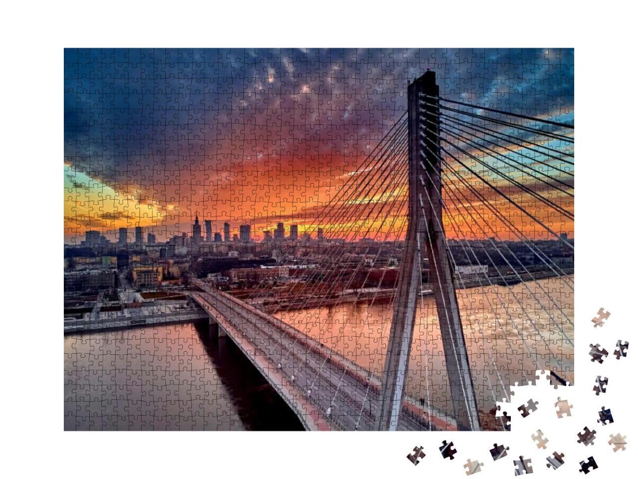 Puzzle 1000 Teile „Sonnenuntergang über dem Stadtzentrum von Warschau, Polen“