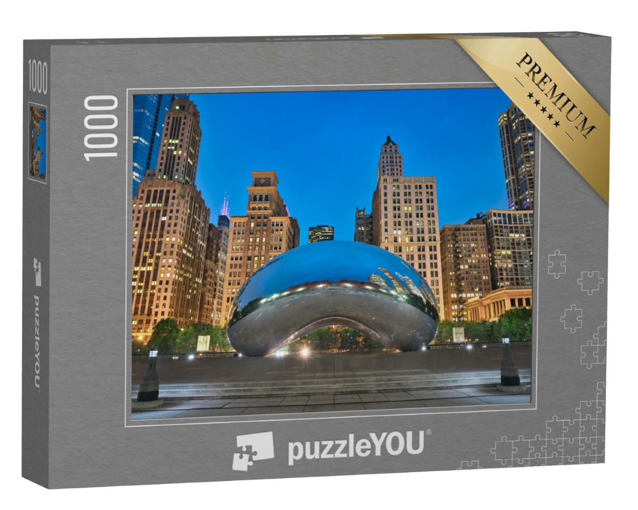 Puzzle 1000 Teile „Foto des Millenniumsparks zur blauen Stunde“