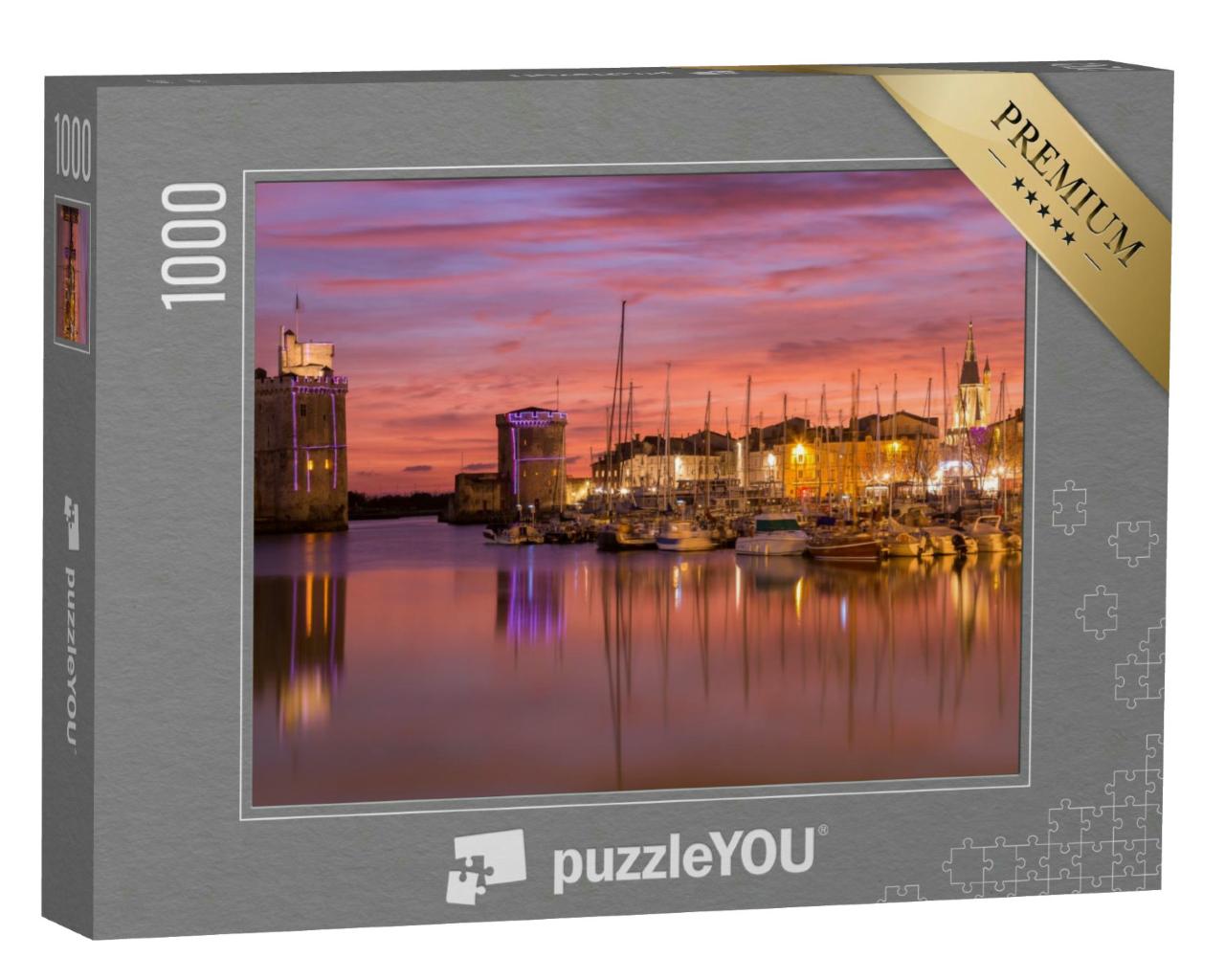 Puzzle 1000 Teile „La Rochelle, Frankreich: Hafen bei Nacht“