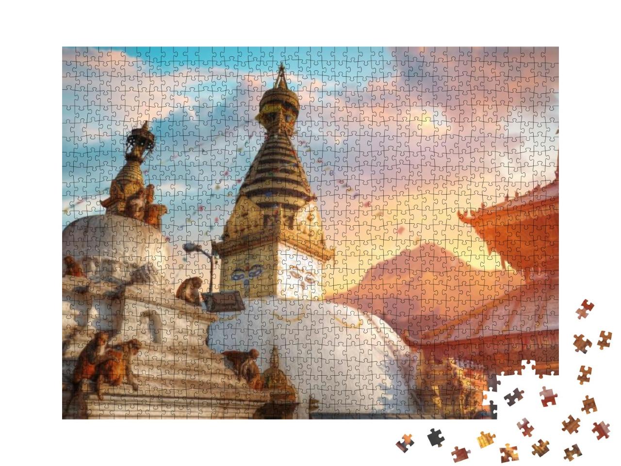 Puzzle 1000 Teile „Affentempel Swayambhunath, Kathmandu, Nepal“