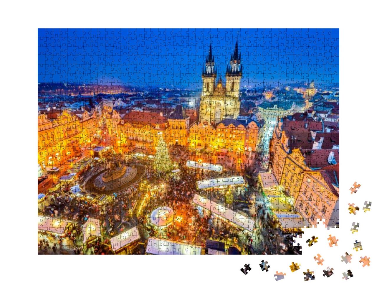 Puzzle 1000 Teile „Weihnachtsmarkt in Prag, Tschechische Republik“