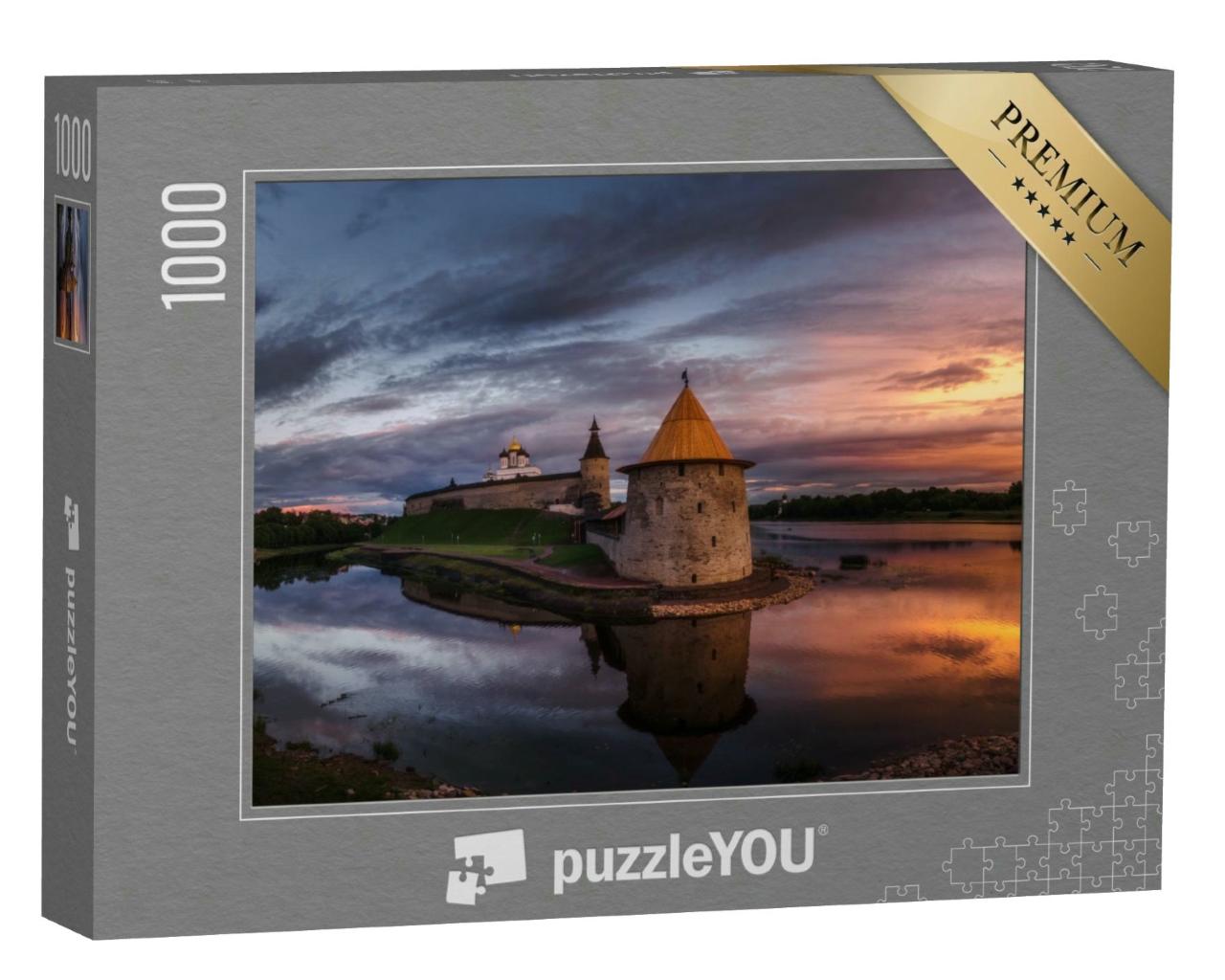 Puzzle 1000 Teile „Pskow Kreml, antike Festung am Flussufer, Russland“