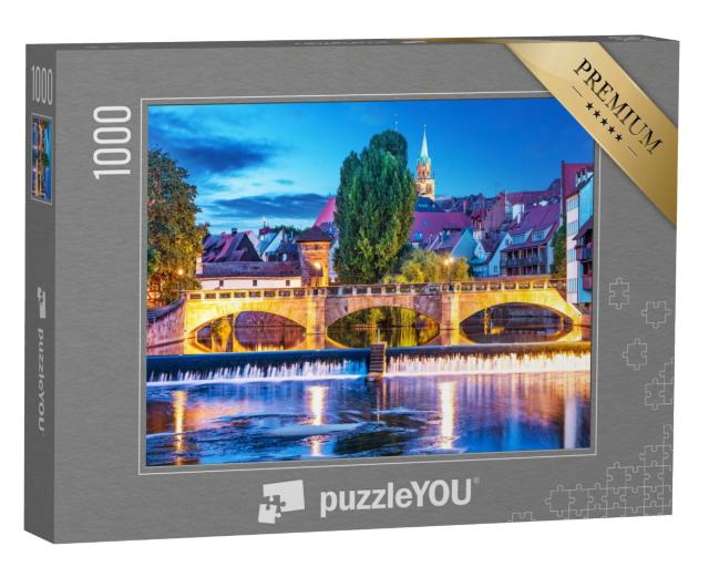 Puzzle 1000 Teile „Sommernacht in der Altstadt von Nürnberg, Deutschland“