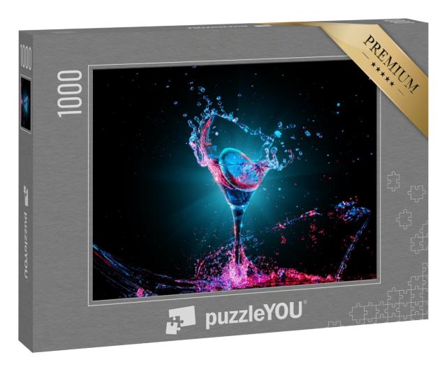 Puzzle 1000 Teile „Cocktail im Glas mit Spritzern und Zitrone  “