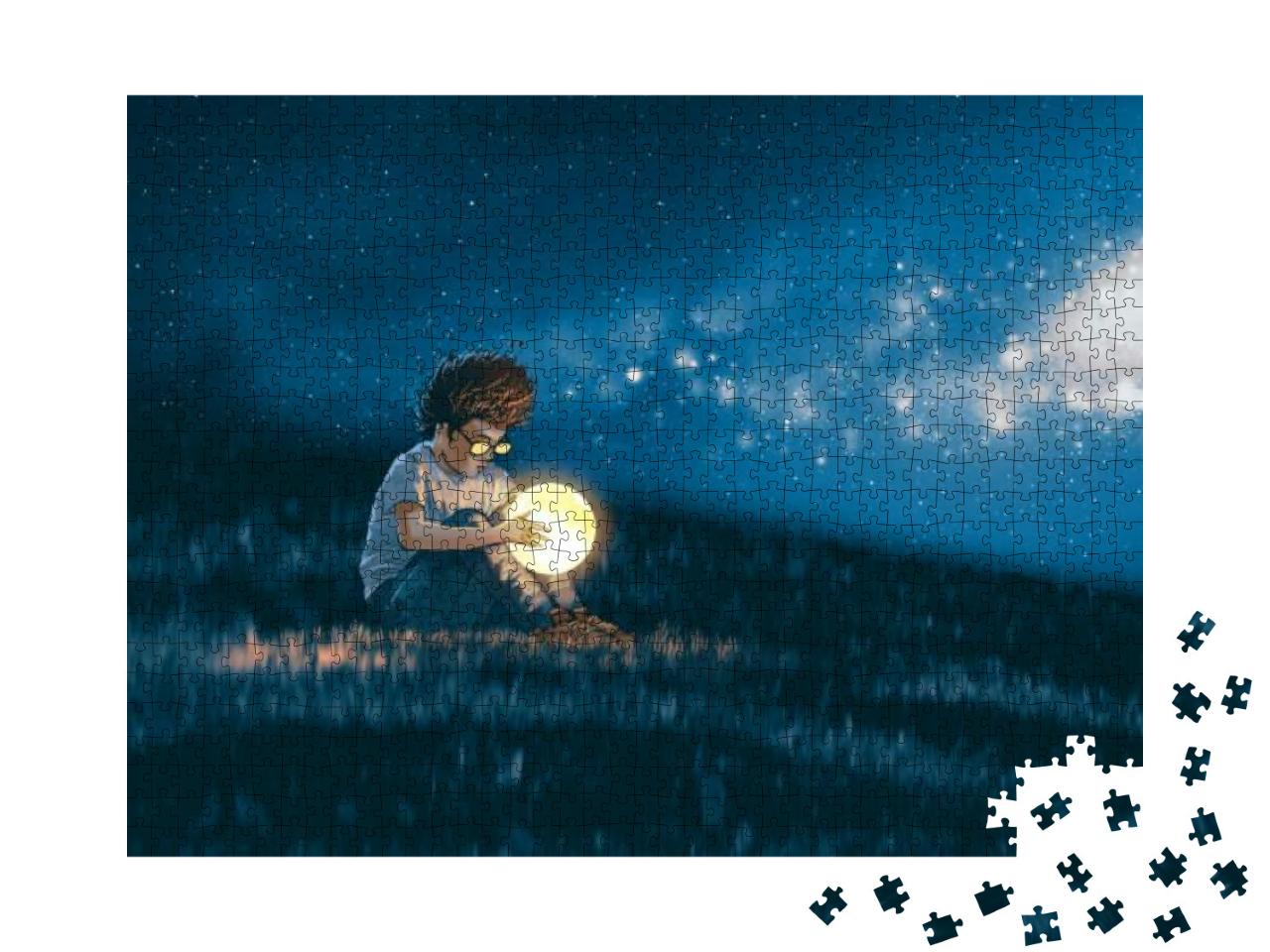 Puzzle 1000 Teile „Der Mond in den Händen eines staunenden Jungen“