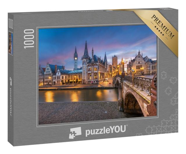 Puzzle 1000 Teile „Altstadt von Gent in der Morgendämmerung, Belgien“