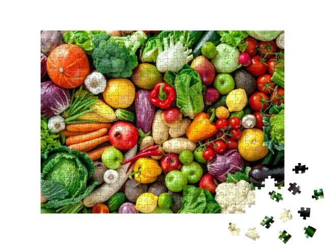 Puzzle 500 Teile „Sortiment von frischem Obst und Gemüse“