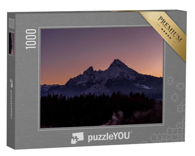 Puzzle 1000 Teile „Sonnenuntergang über dem Watzmann, Berchtesgaden, Deutschland“